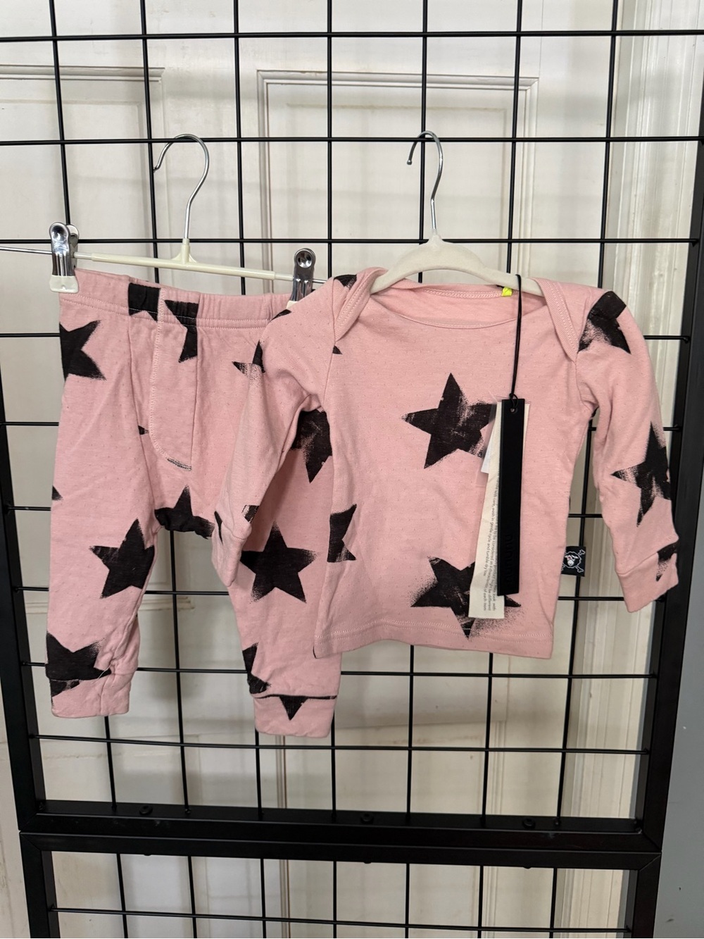 nununu Pink Top & Pant Star Print Pajama Set play set